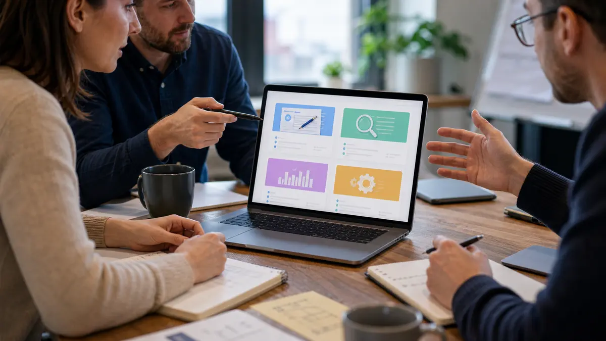 AI website implementation workshop with SEO analytics and automation planning
